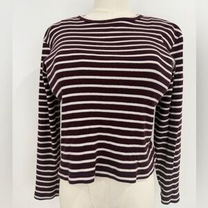 Vintage Y2K Gap Womens Shirt Top XXL Striped Crewneck Ribbed Fitted Sweater